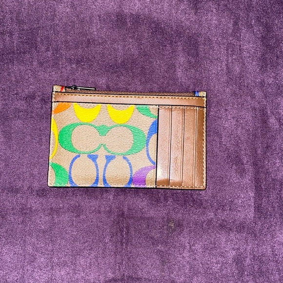 Coach Bags Coach Zip Card Case In Rainbow Signature Canvas Poshmark